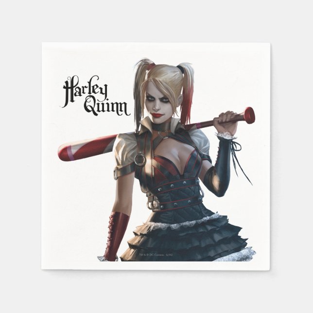 Serviettes Jetables Batman Arkham Knight | Harley Quinn avec chauve-so (Devant)