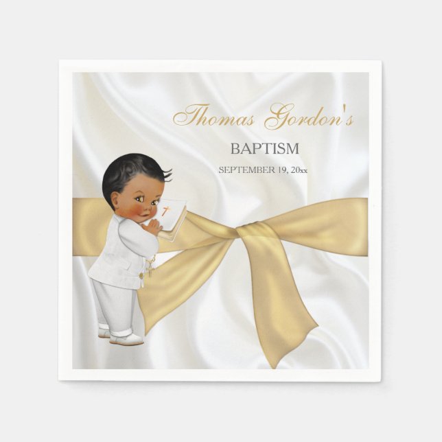 Serviettes Jetables Bébé Africain Américain Baptême Baptême Baptême Ba (Devant)