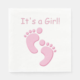 Serviettes Jetables Bébé Girl Little Feet Baby shower Napkin