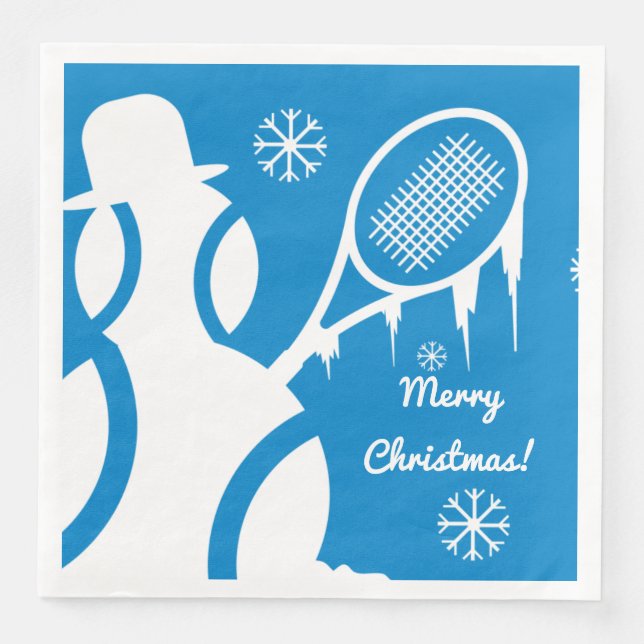 Serviettes Jetables Belle balle de tennis snowman hiver Noël (Devant)