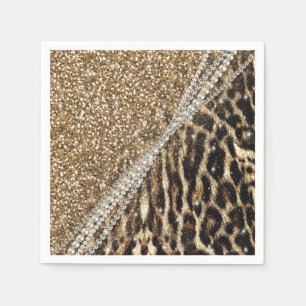 Serviettes Jetables Belle Chic fille Empreinte de léopard Parties scin