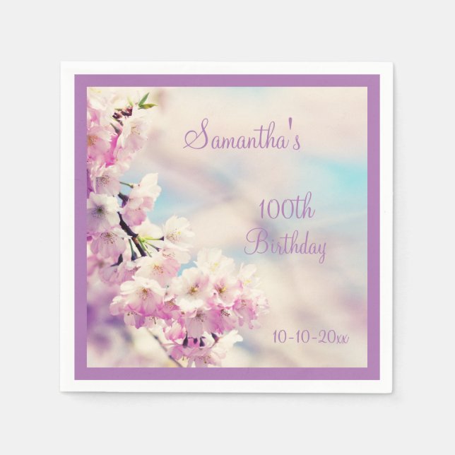 Serviettes Jetables Belle Fleur 100e anniversaire (Devant)