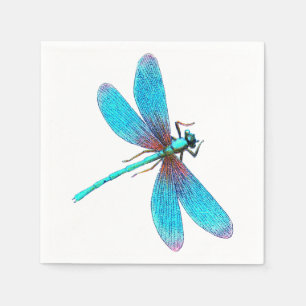 Serviettes Jetables Belle libellule bleue lumineuse de turquoise