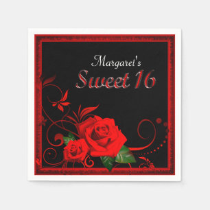 Serviettes Jetables Belle serviette du bonbon 16 à rose rouge