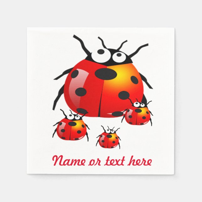 Serviettes Jetables bestiole de femme avec des coccinelles (Devant)