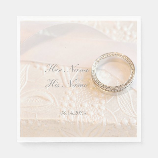 Serviettes Jetables Bijoux en anneau de diamants mariages (Devant)