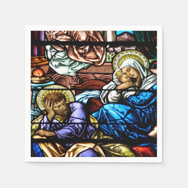 Serviettes Jetables Birth of Jesus Stained Glass Window (Devant)