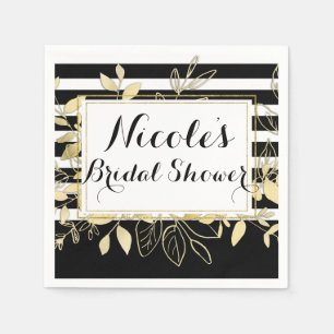 Serviettes Jetables Black & Gold Botanical Glamor Glam Wedding Party