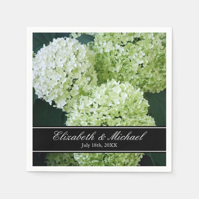 Serviettes Jetables Blanc Annabelle Hydrangeas Mariage Personnalisé (Devant)