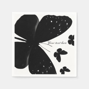Serviettes Jetables Blanc avec papillons noirs Chic Party personnalisé