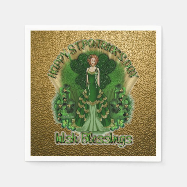 Serviettes Jetables Blessures irlandaises St Patrick's Day Gold Napkin (Devant)