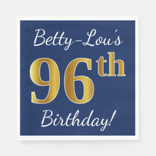 Serviettes Jetables Bleu, anniversaire d'or de Faux