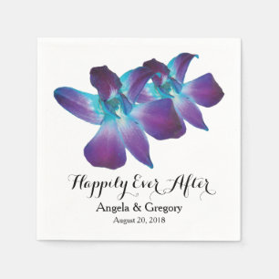 Serviettes Jetables Bleu Dendrobium Orchid Heureux Jamais Après Mariag