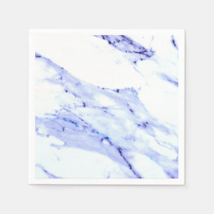 Serviettes Jetables Bleu et Marbre blanc, motif abstrait à vagues