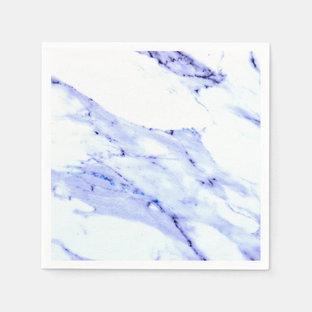 Serviettes Jetables Bleu et Marbre blanc, motif abstrait à vagues (Devant)