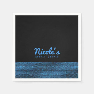 Serviettes Jetables Bleu et noir Moderne Glam Paillettes Élégant Chic