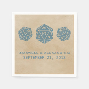 Serviettes Jetables Bleu Grunge D20 Dice Gamer Papier Napkins