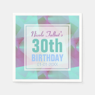 Serviettes Jetables Bleu pastel Abstrait 30e Anniversaire Papier servi