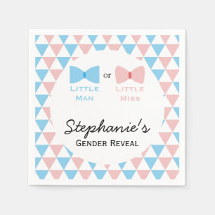 Serviettes Jetables Bleu, Triangles rose Genre Révéler Bow et Bow Crav