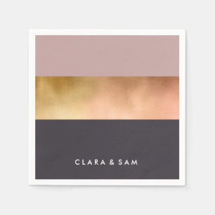 Serviettes Jetables bloc gris de couleur de rose rose lumineux éléga