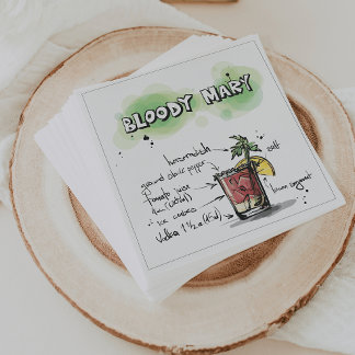 Serviettes Jetables Bloody Mary Drink Recette Cocktail Napkin