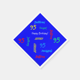Serviettes Jetables Blue 95th Birthday Party Repeating Name Paper