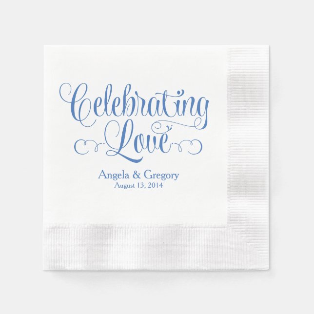Serviettes Jetables Blue Celebration Love Mariage personnalisé (Devant)