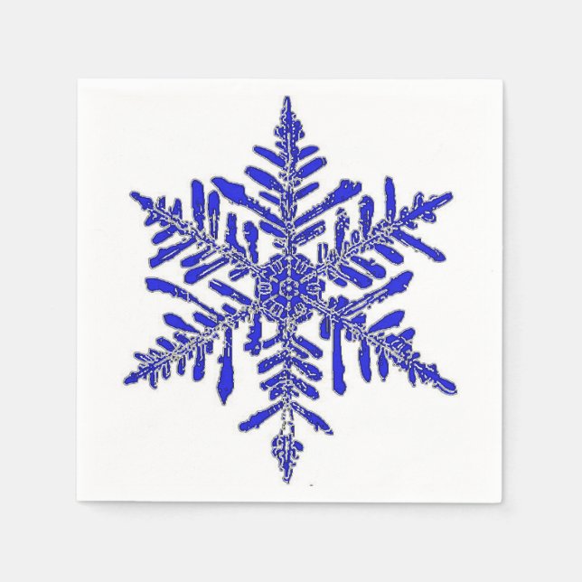 Serviettes Jetables Blue Snowflake Papier Cocktail Napkin (Devant)