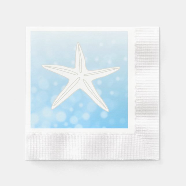 Serviettes Jetables Blue Starfish Beach Mariage à thème Napkins (Devant)