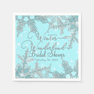 Serviettes Jetables Blue Winter Wonderland Snowflakes Mariage