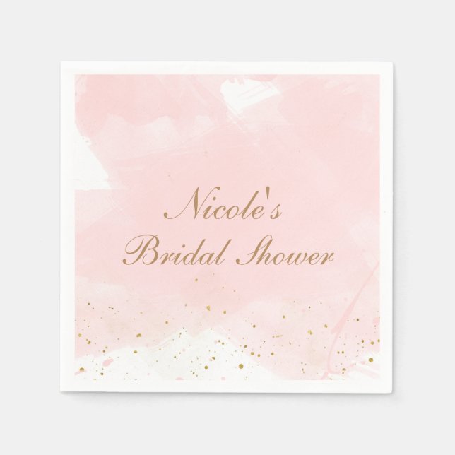 Serviettes Jetables Blush rose & Gold Splatter Fête des mariées modern (Devant)