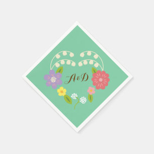Serviettes Jetables Boho Rustic Floral Wreath Mariage (Monnaie)