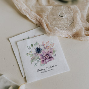 Serviettes Jetables Boho Rustique Fleur de Succulent Aquarelle