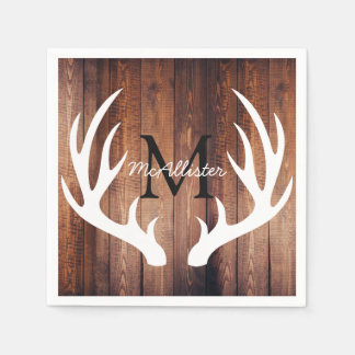 Serviettes Jetables Bois d'étable rustique de cerfs blancs - Personnal
