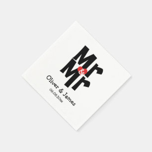 Serviettes Jetables Bold Mr et Mr Suit Modern Gay Mariage