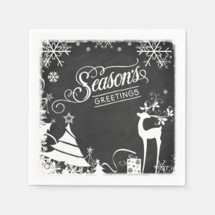 Serviettes Jetables Bonnes Fêtes papier serviettes   Chalkboard Deer