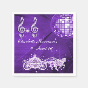 Serviettes Jetables Boule de disco, Princess Coach & Chevaux Sweet 16