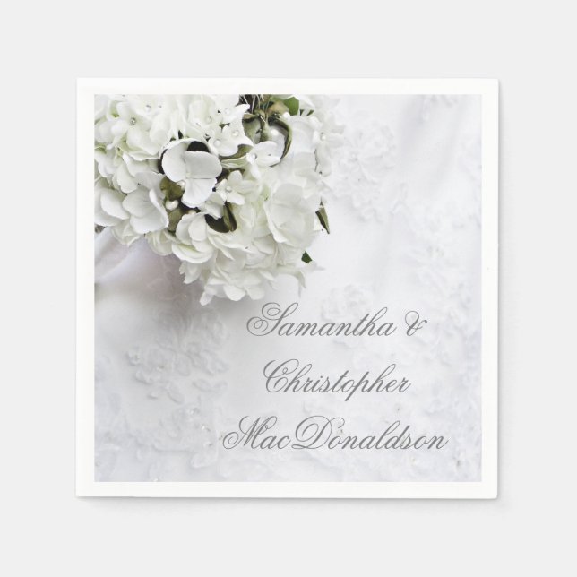 Serviettes Jetables Bouquet de fleurs blanches mariage (Devant)