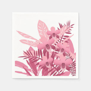 Serviettes Jetables Bouquet de plantes tropicaux roses