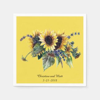 Serviettes Jetables Bouquet de tournesol personnalisé