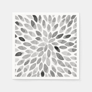 Serviettes Jetables Boutons de brosse d'aquarelle - noir et blanc