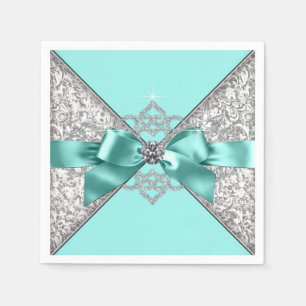 Serviettes Jetables Bow Diamond bleu turquoise