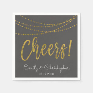 Serviettes Jetables Bravo Gold Foil et gris charbon
