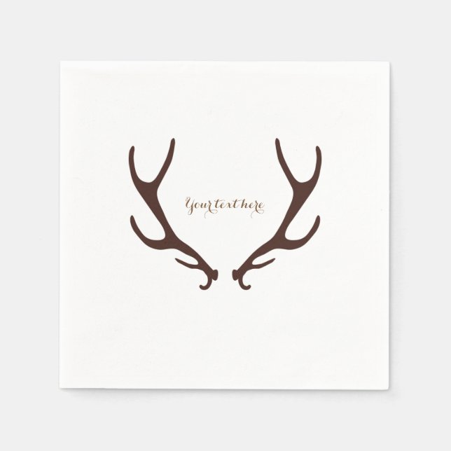 Serviettes Jetables Brown Rustique Antlers Woodsy Wedding Party (Devant)