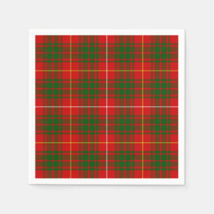 Serviettes Jetables Bruce tartan rouge vert plaid