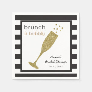 Serviettes Jetables Brunch et Bubbly Faux Parties scintillant d'or et 