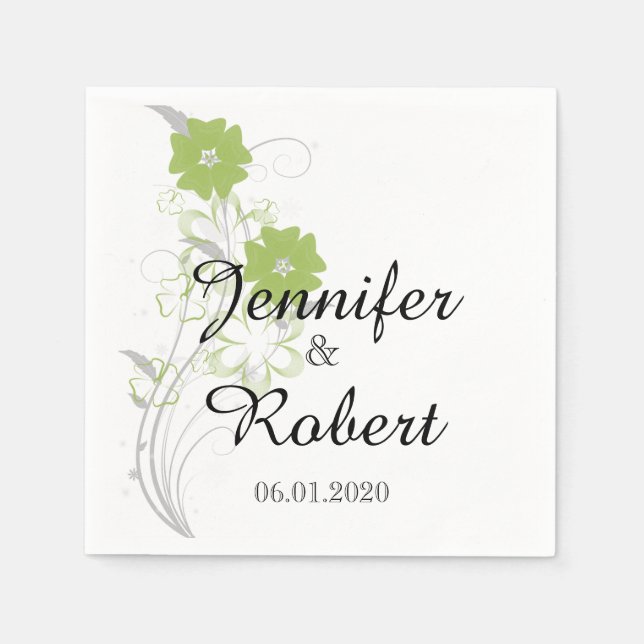 Serviettes Jetables Budding Romance dans le Mariage vert Napkin (Devant)