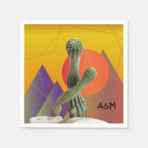 Serviettes Jetables Cactus Monogram Napkins