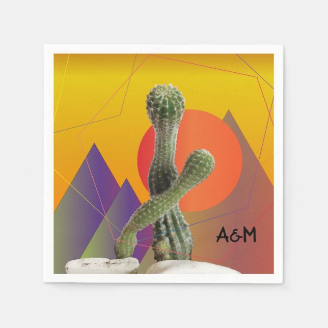 Serviettes Jetables Cactus Monogram Napkins (Devant)