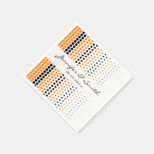 Serviettes Jetables Cadmium Orange et point noir Polka